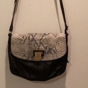 Aimee Kestenberg cross body purse in black with animal print